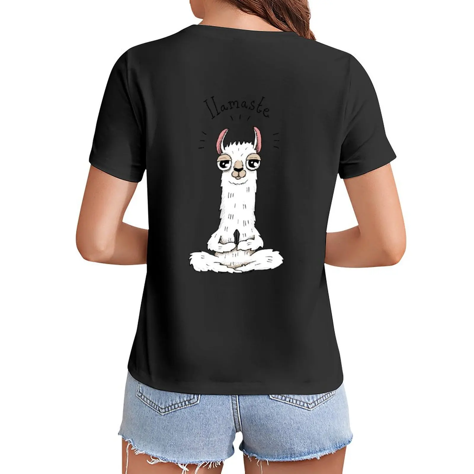 

Llama yoga pose with llamaste T-Shirt customizeds Blouse oversized t shirts for Women