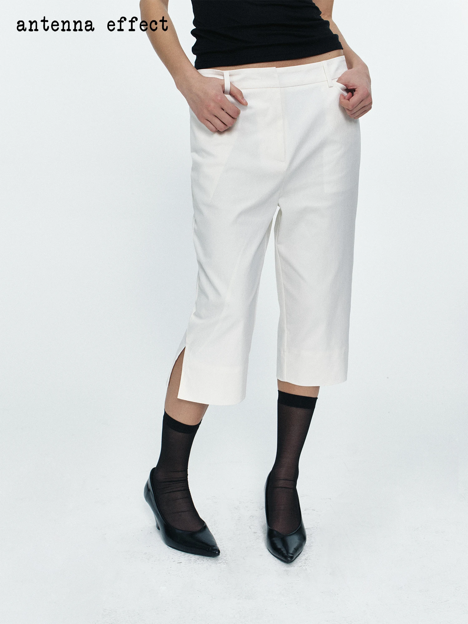 

Шорты Capri Seven-Quarter Slimming Casual с боковыми разрезами, из смесового хлопка, удобные, для женщин, в стиле Casual, коллекция Millennial Sensation