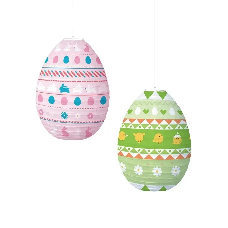 2026 Neueste Modelle Oster-Dekoration Bunte Ei-Papierlaternen Cartoon Hase Küken DIY Hängende Dekoration Frohe Ostern Party-Deko