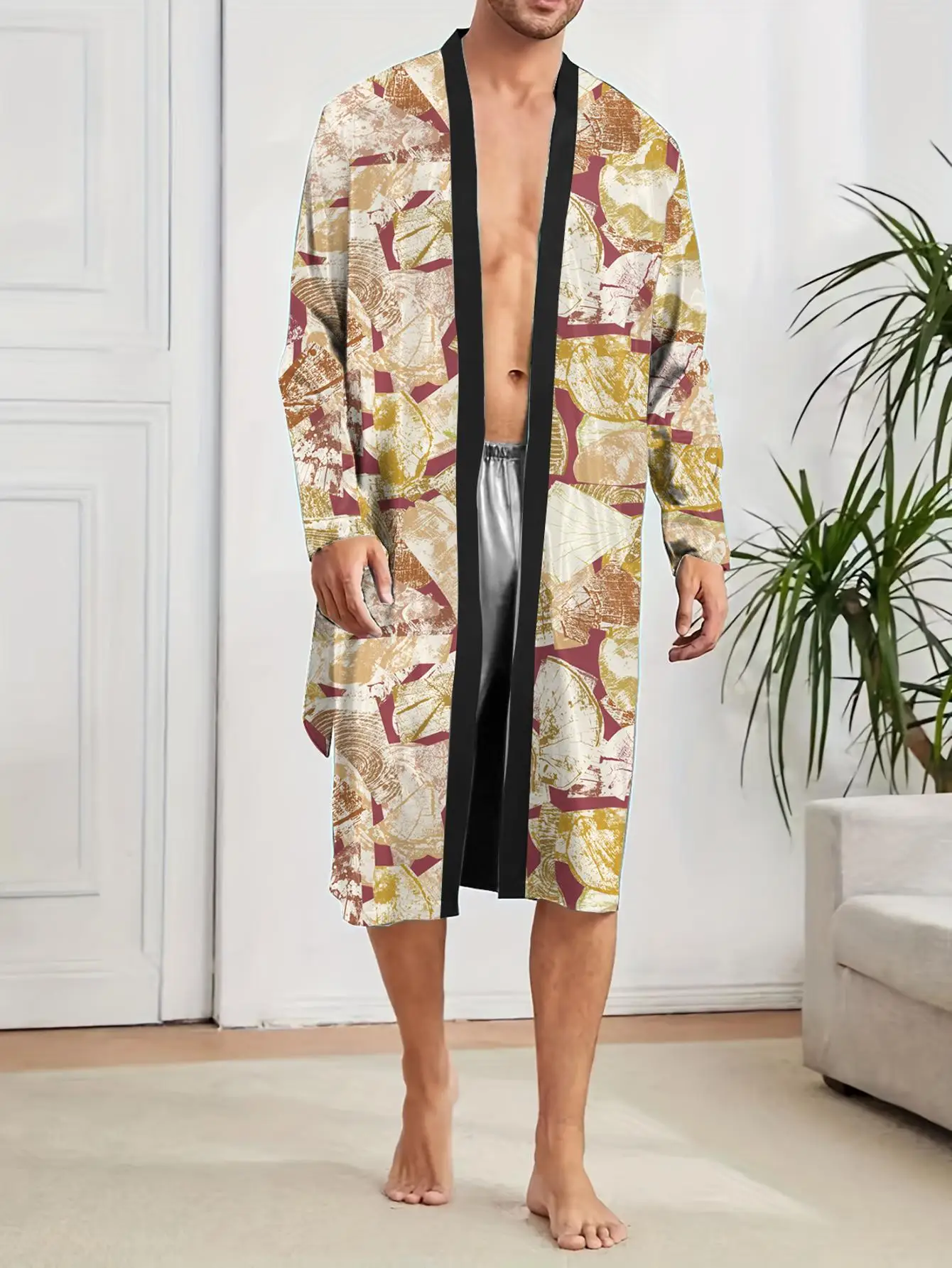 1pcs Men's Robes 2026 Spring/Summer 3D Printed Breathable dressing gown Robe man Shower robe Bathrobe Bathrobe men Graphic