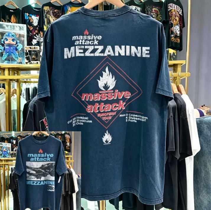2026 Mezzanine Euro Tour Faded T-Shirt Black S-4XL Vtg Shirt Graphic 2026 Summer New Women's