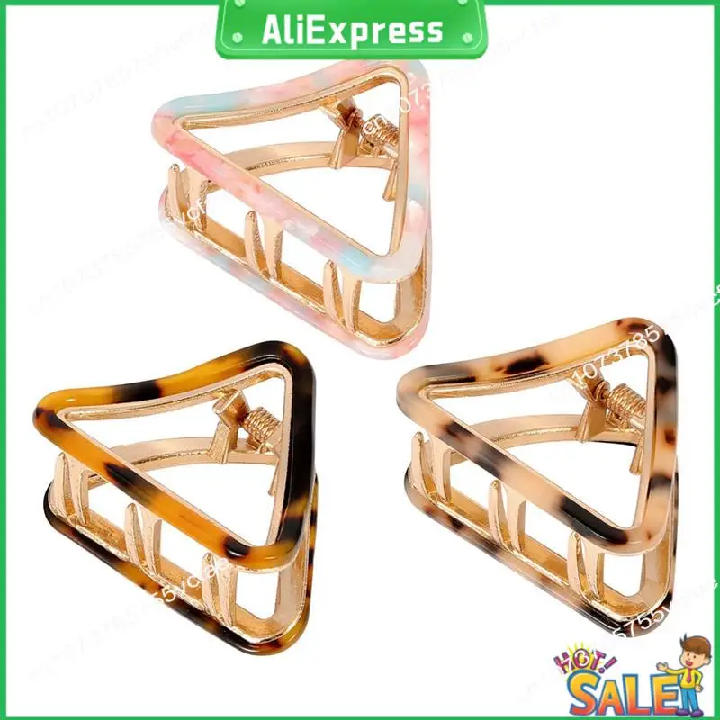 

A04R 3 Pcs Small Hair Claw Clips 2Inch Acetate Hair Jaw Clips 3 Colors Set Fashion Hollow Triangle Hair Clips For Women Girls Du