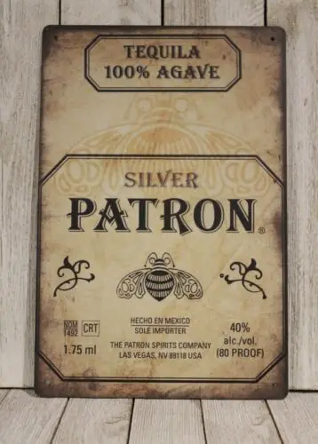 Patron Silver Tequila Tin Sign Bar Man Cave Vintage Style Mexican Restaurant