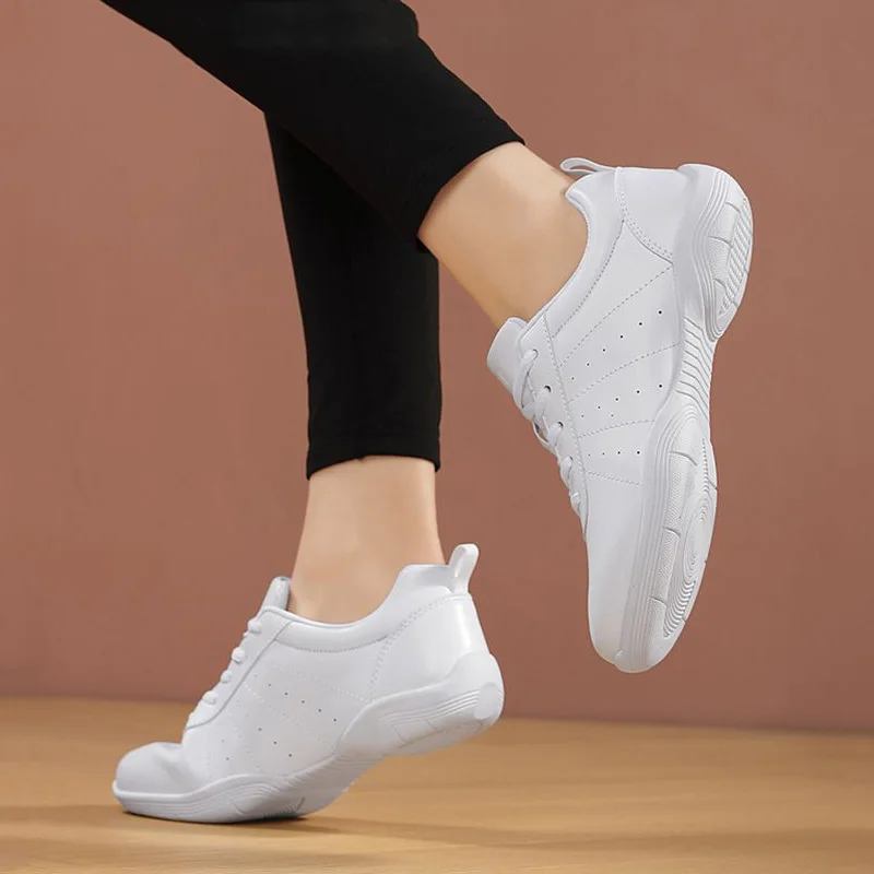 Girls White Cheer Shoes Trainers Breathable Training Dance Tennis Shoes Lightweight Youth Cheer Competition Dance Sneakers women