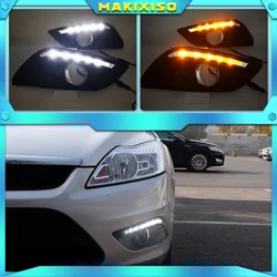 Daytime Running Light DRL para Ford Focus Sedan 2009-2013, impermeável LED Turn Signal, lâmpada de nevoeiro, lâmpada branca de cabeça modificada, 2pcs por conjunto