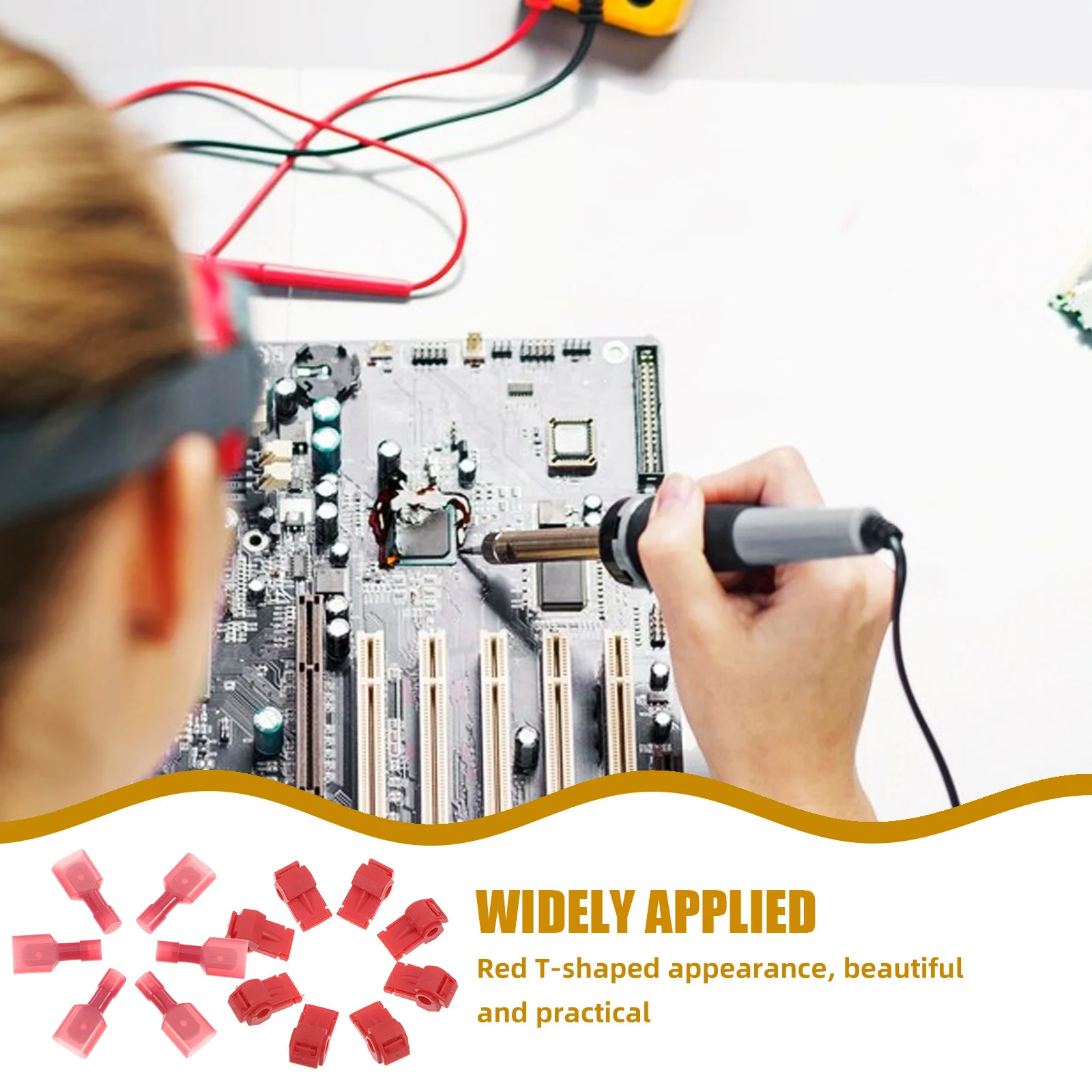 

100Pcs Quick Splice Wire Connectors Kit Male Female Insulated Spade Connectors Automotive Marine Wiring Connector Red