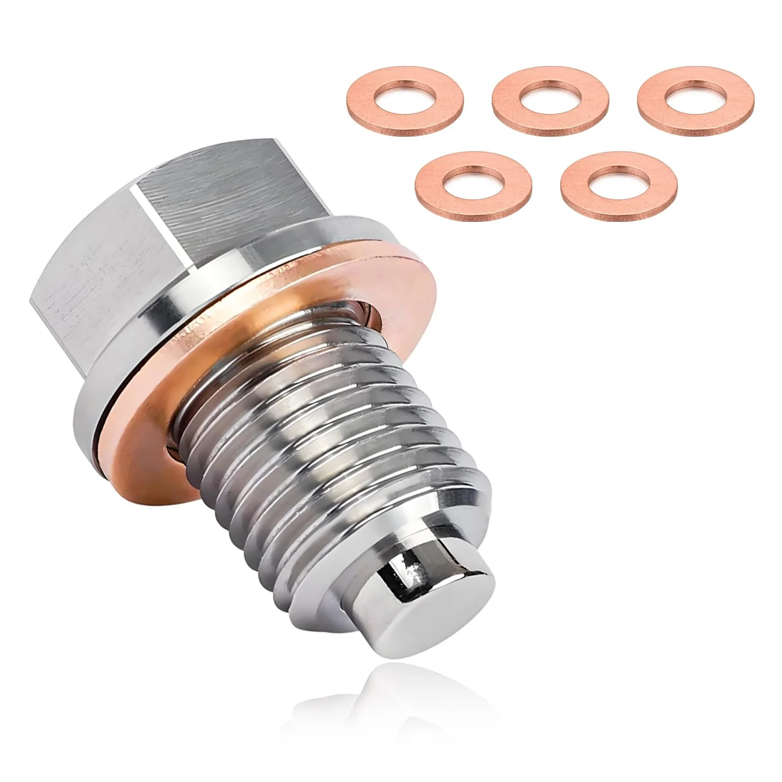 M14x1.5 Magnetic Drain Plug for Honda Ford Hyundai Mazda Oil Pan Bolt with High Strength Rare Earth Magnet and Metal Gasket ﻿