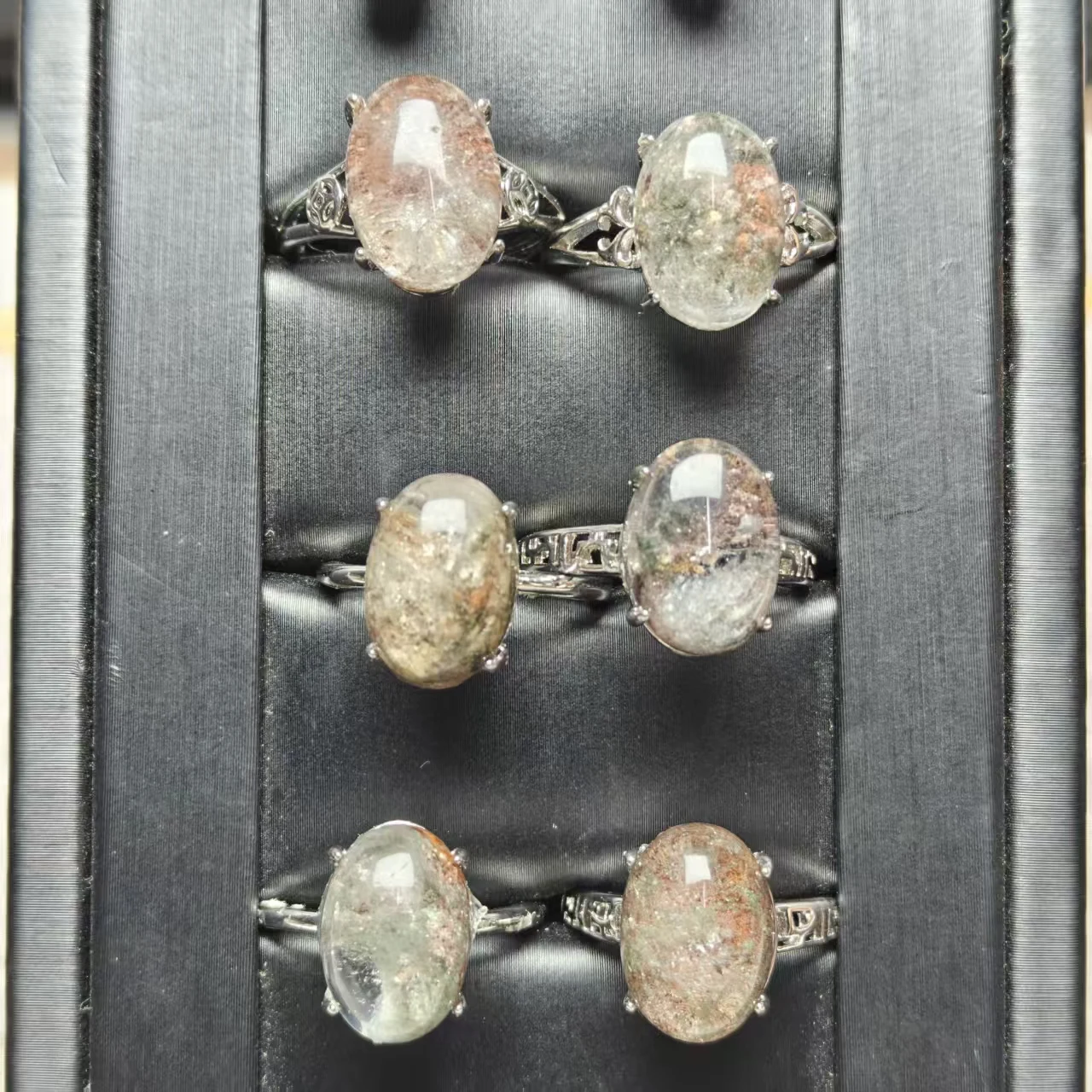Natürlicher alter Mineralfarbener Phantom-Quarz-Kristallring, einzigartige Farbe, modisches und vielseitiges Geschenk – Detail 6