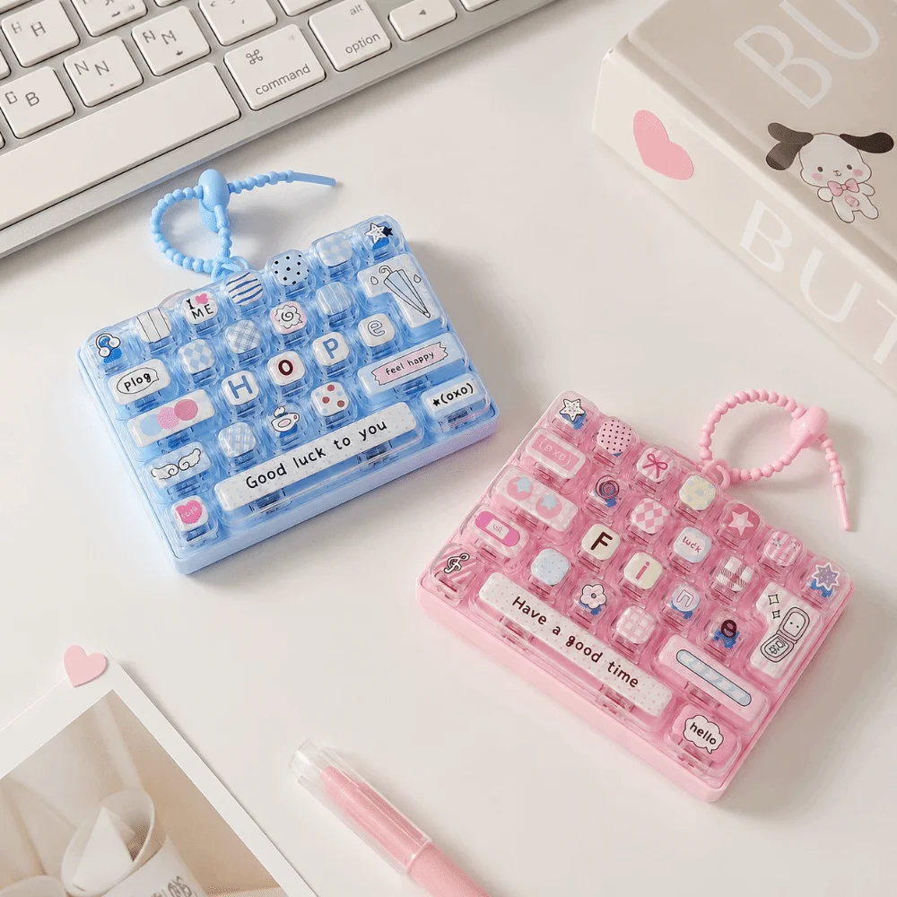 26-Key Decompression Button Cute Design Transparent Dual-Tone Mini Keyboard Pendant Simulation Keyboard Keyboard Keychain