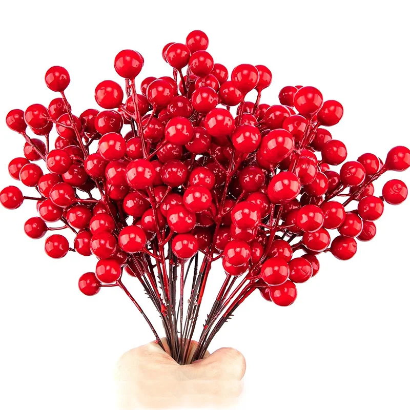 

10Pcs 21.5cm Red Berry for Christmas Tree Decoration Artificial Berry Stems for DIY Crafts Wreath Garden Decoration Home Decor