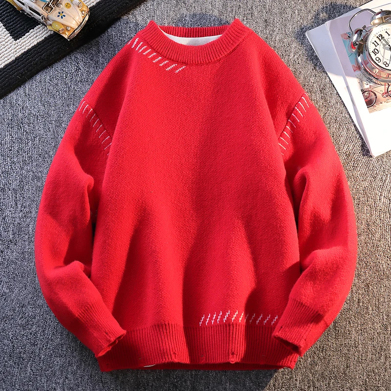 Nuevo suéter de punto cálido de moda de Color sólido 2025 suéter de punto cálido de otoño/invierno para hombre jersey ropa para el hogar