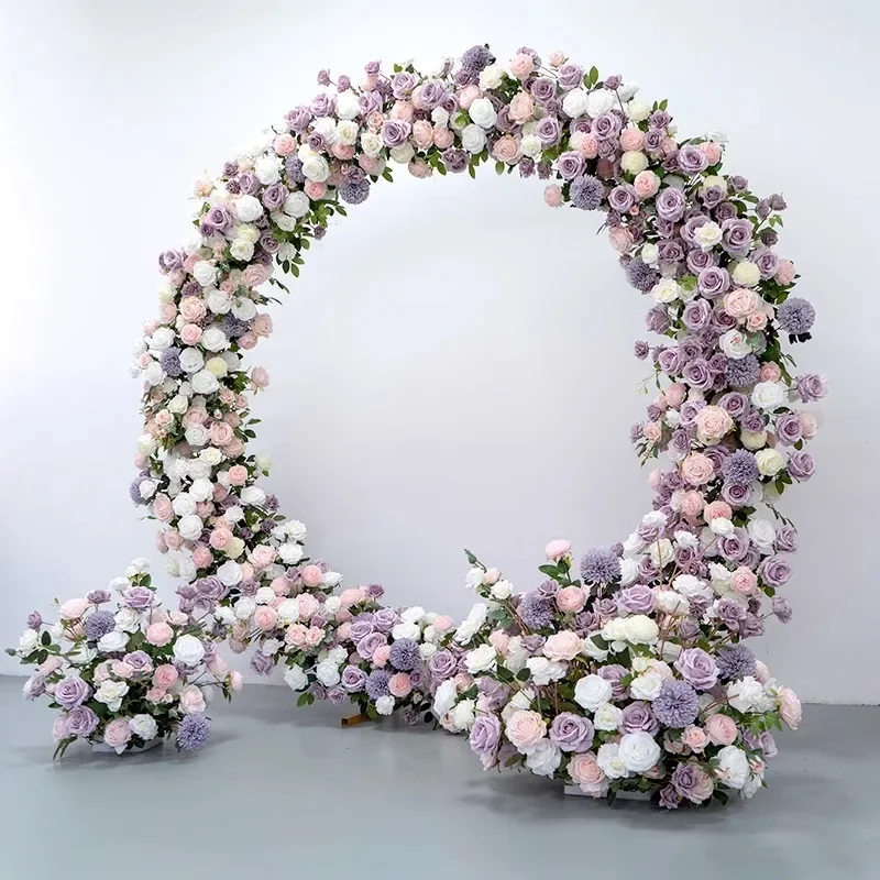 

Purple Artificial Flowers Wedding Background Arch Floral Arrangement Hanging Flower Row Silk Hydrangea Flower Bunch Home Decor