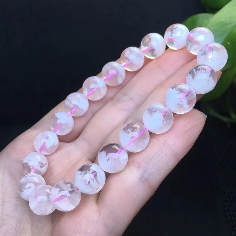 10MM Natural Snowflake Garden Quartz Bracelet Jewelry For Woman Man Lucky Gift Energy Crystal Round Beads Strands