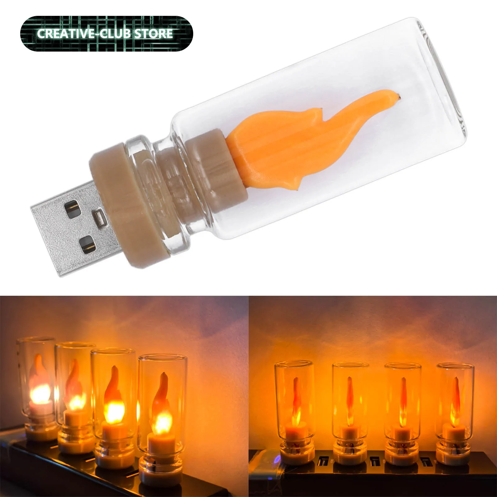 Żarówka USB z płomieniem Ciepła żółta lampka nocna LED Światło atmosferyczne Światło żarnika LED Żarówka świecowa Żarówka retro USB Światło