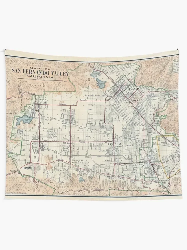 Vintage Map of San Fernando Valley CA (1923) Tapestry Bathroom Decor Room Decor Tapestry