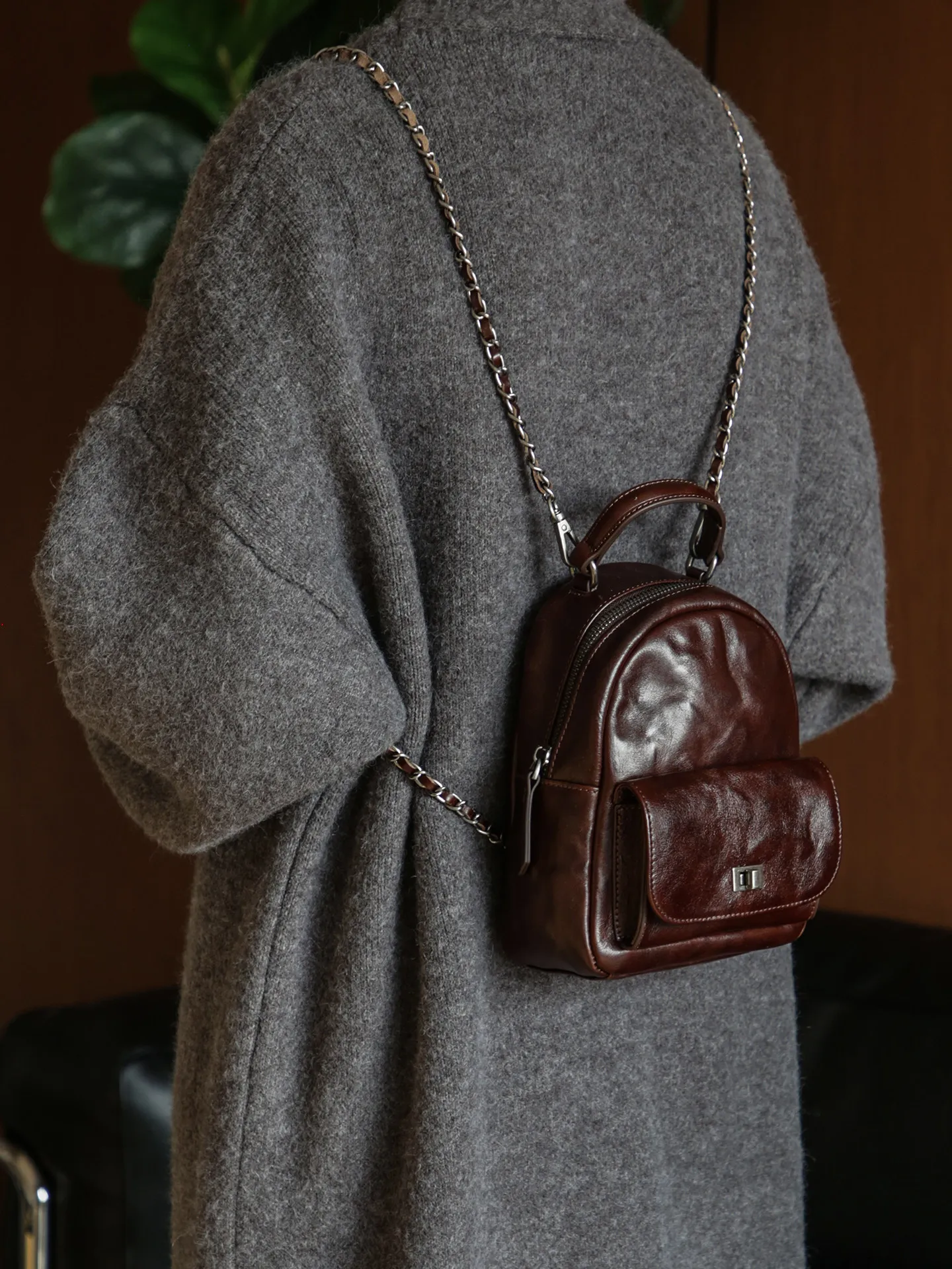 PNDME fashion handmade high-quality first layer cowhide ladies small backpack outdoor party luxury genuine leather women bagpack