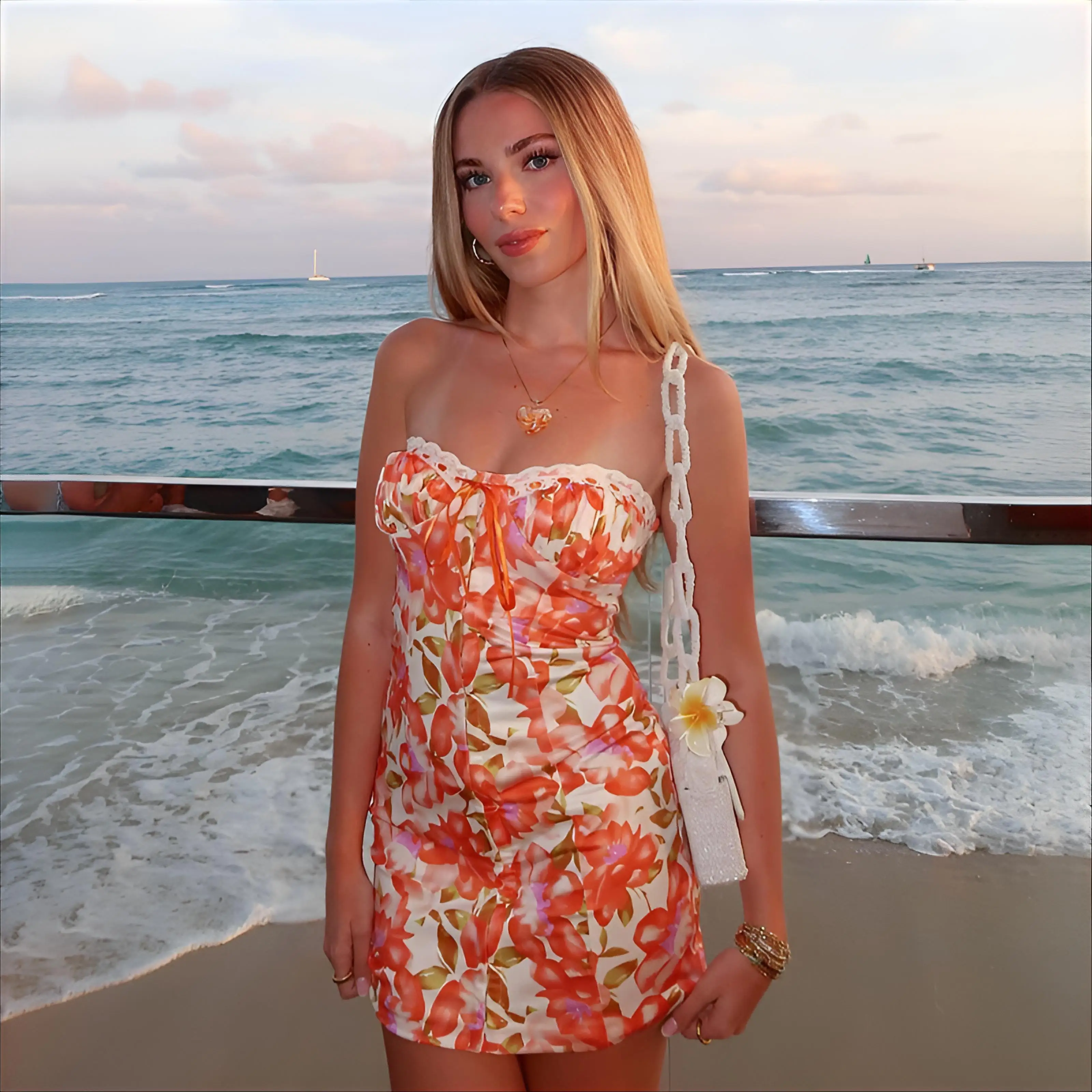 التستر طويلة الأكمام المرأة عالية الخصر الجاكار بوهو الجوف التدريجي روبا عطلة الجدة Ruched هاواي حورية البحر الملونة مطوي Ins