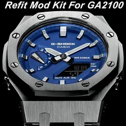 GA2100 Mod Kit for Casioak GA2100 Luxury Refit Mod Kit Set for G Shock GA-2110 Modification Kit Stainless Steel Case Metal Strap