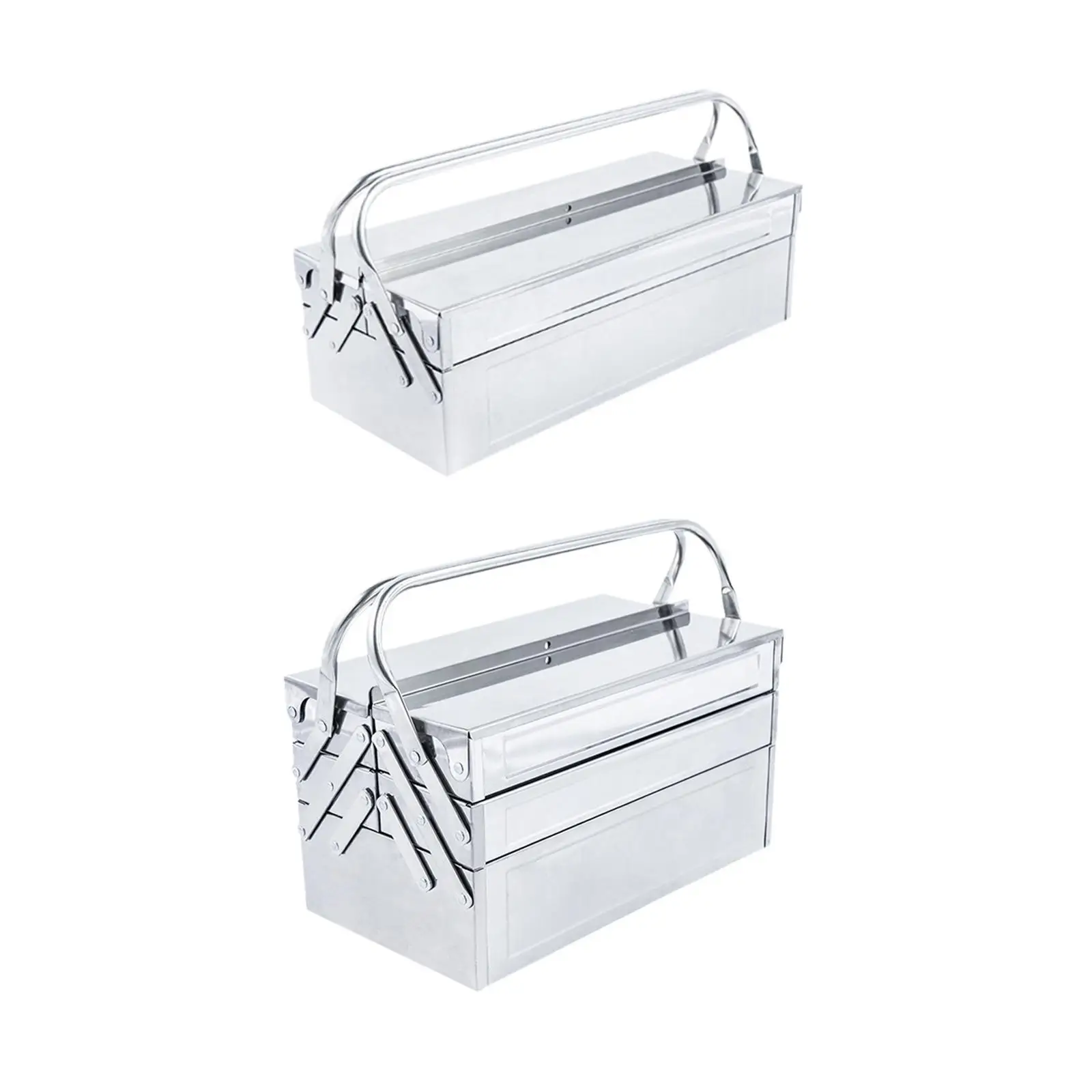 Stainless Steel Tool Box Waterproof Multipurpose Sturdy Hardware Protective Case Tool Organizer for Household Car Trunks Garage