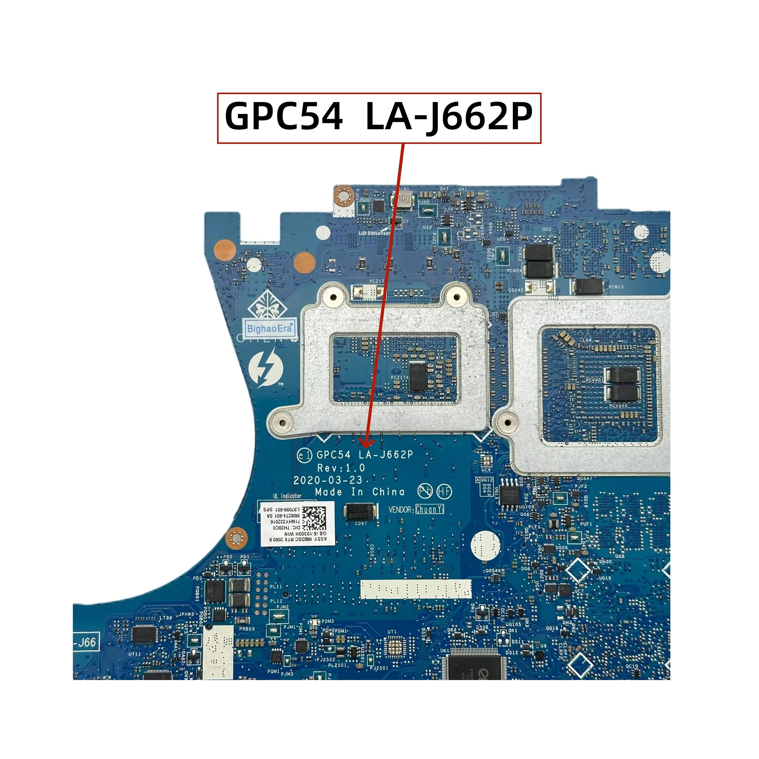 Placa Base para Laptop HP Omen 15-DH con CPU i7-10750H GTX1660Ti RTX2060 6GB-GPU GPC54 LA-J662P L97098-601 M01318-601 100% Probada