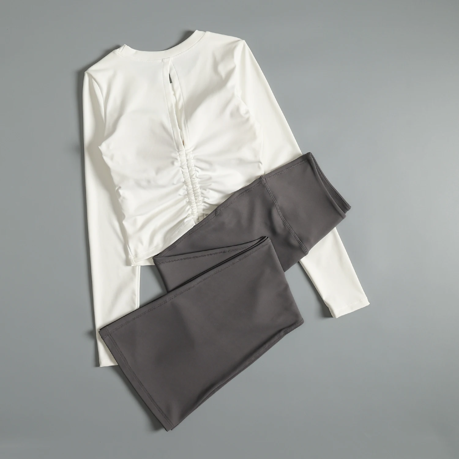 Traje para correr por la mañana para mujer en otoño, cinta de belleza, estera para el pecho, yoga, fitness, manga larga, entrenamiento de Pilates de alta apariencia