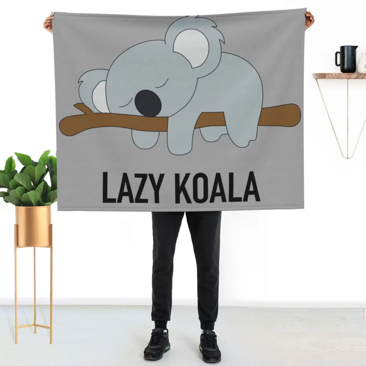 Lazy Koala on Branch Throw Blanket Thin for winter for sofa Beach Cute Plaid Thermal Blankets