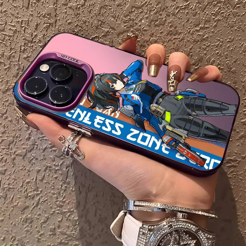 ZZZ Zhu Yuan جراب هاتف آيفون 17 16 15 14 13 12 11 Pro Max Air متعدد الألوان ماتي ليزر معدني أورورا فوندا