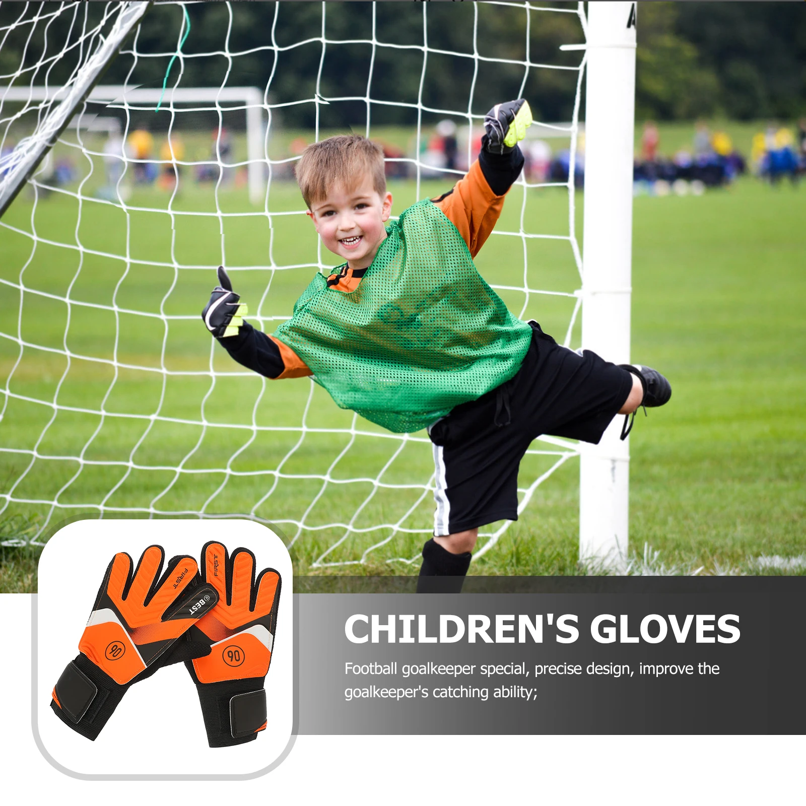 

Soccer Anti-collision Goalkeeper Gloves for Kids Men Emulsion Orange Children's Football Boy