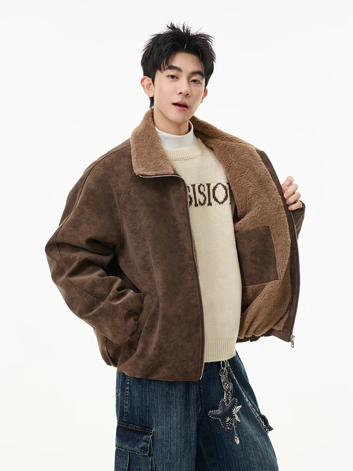 

Мужское хлопковое пальто из искусственной кожи с бархатным воротником в стиле ретро, зимнее трендовое свободное окрашенное в галстуке хлопковое пальто