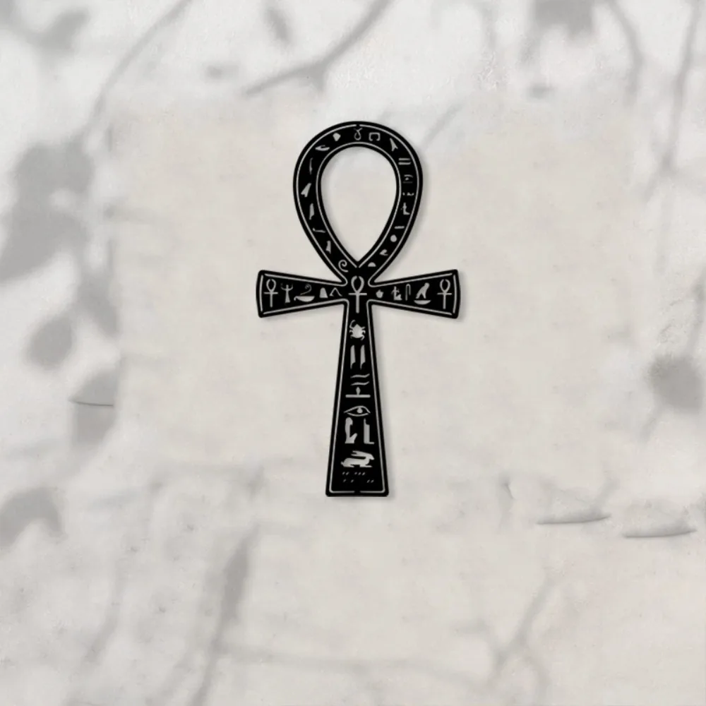 Egyptian Ankh Iron Wall Art Vintage Mythology Mural Study Decor Archaeology Theme Garden Fence Hanging Ornament