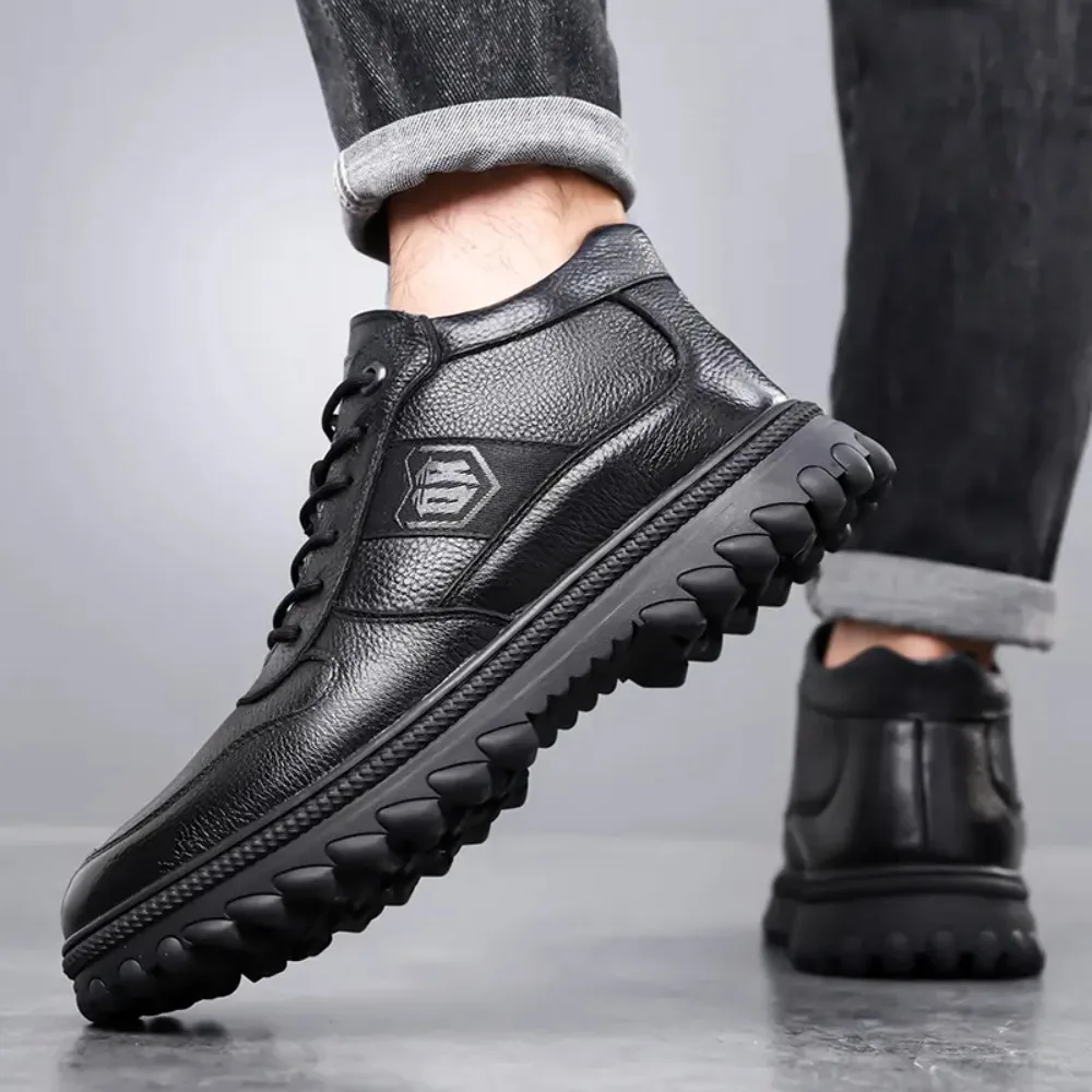 

Men's Cotton Shoes Winter Leather Shoes New Style Winter Boots Anti-Cold Anti-Slip Fleece Lined Warm Middle-Aged Dad Winter Foot