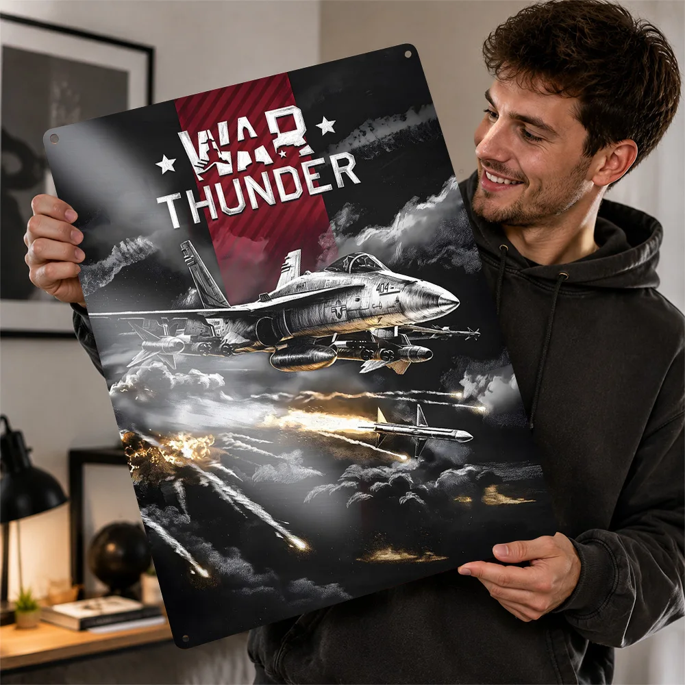War Thunder Jet Strike Aluminum Poster Personalized Metal Sign Battlefield Squad Design Wall Art Loved By Survival Enthusiasts