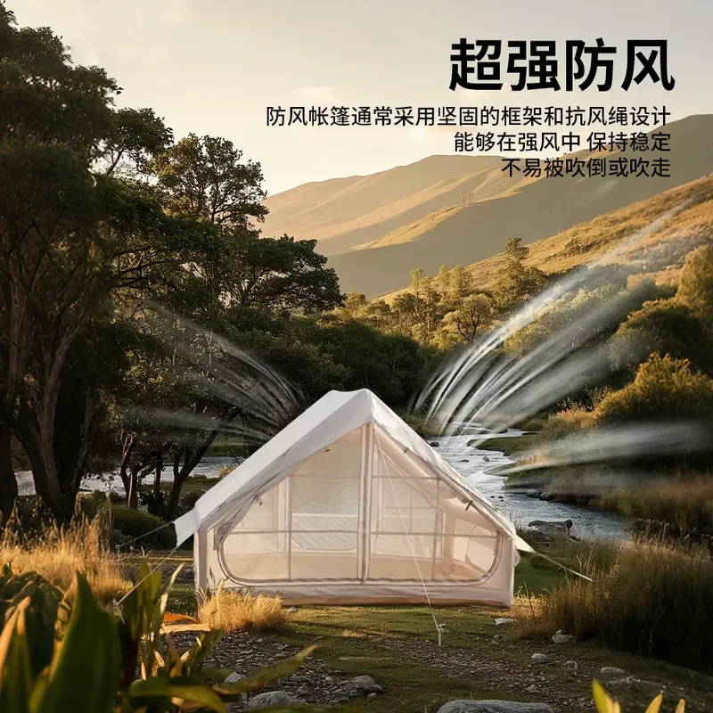 Outdoor Camping Tent 3-4 Person Automatic Inflatable Tent Thickened Roof One Piece Design for Hiking Travel