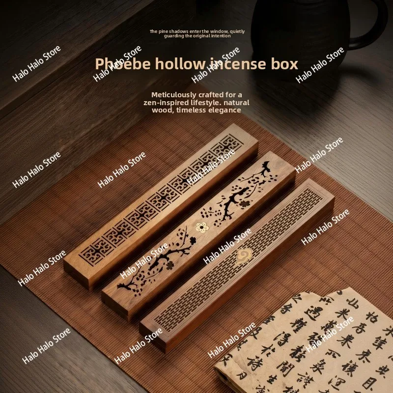 Nanmu Incense Burner Sandalwood Incense Box Wooden Classical agarwood Bedroom Office Home Tea Ceremony Zen