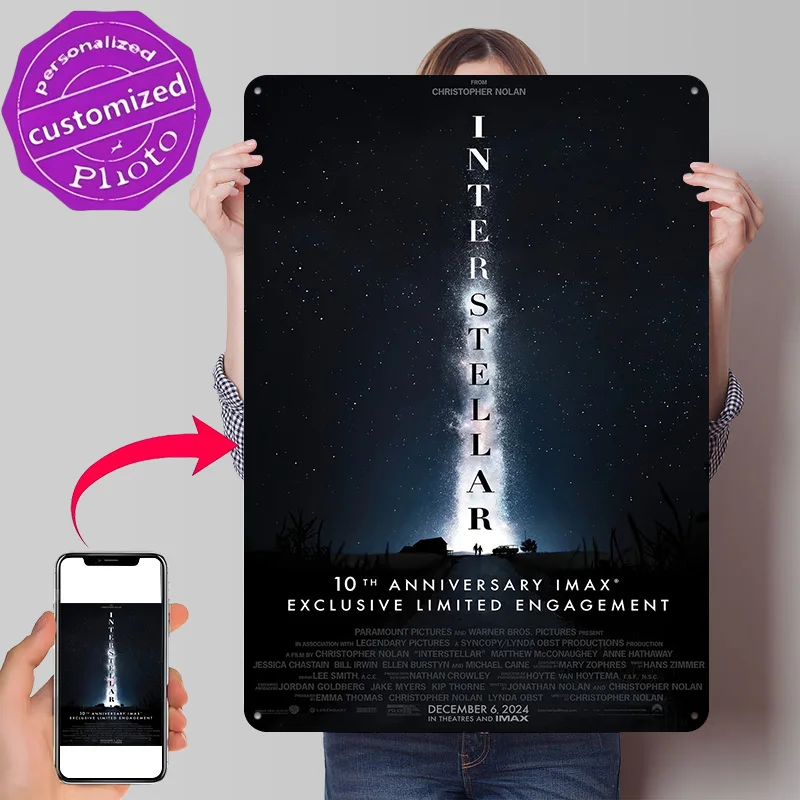 Interstellar 10th Anniversary IMAX 3D Texture Printed Poster Custom Vintage Metal Tin Plate Sign for Wall Art Wand Deko Decor