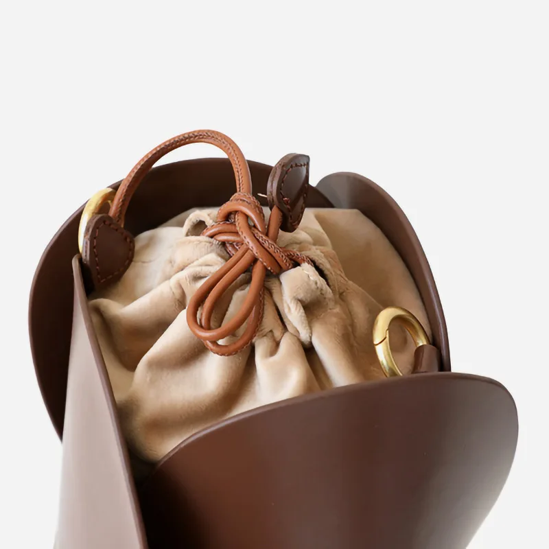 Lady Designer Style Bucket Bags 2023 New Handbags Luxury Real Leather Shoulder Bag For Women Floral Handle S4410