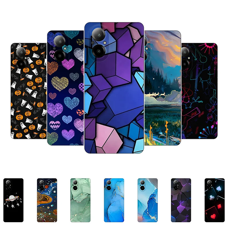 For Realme C67 4G Case Silicone Soft Flower Wolf Black Bumper Case for Realme C67 4G RMX3890 Realme C 67 c67 4G Back Cover