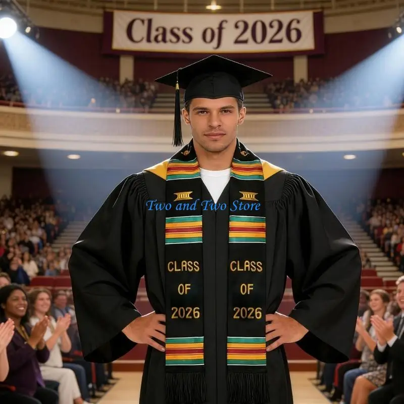 HX6F Comfortable 2026 Graduation Stole with Double Layer Tassels Design For Formal Event Elegant Sash for Ceremonies