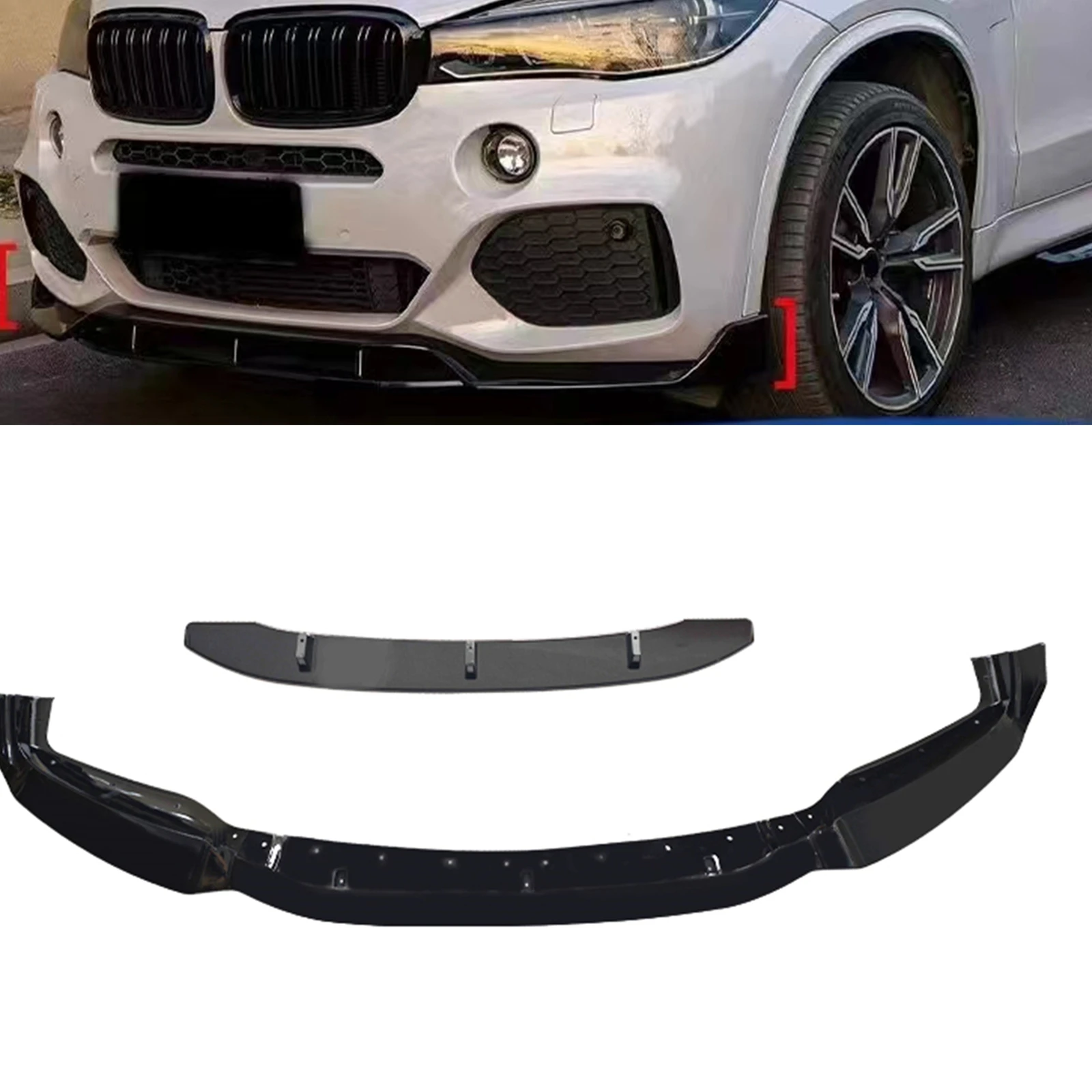 

Front Bumper Spoiler Lip For BMW X6 F16 M Sport 2015-2019 Gloss Black Lower Splitter Blade Body Protector Kit