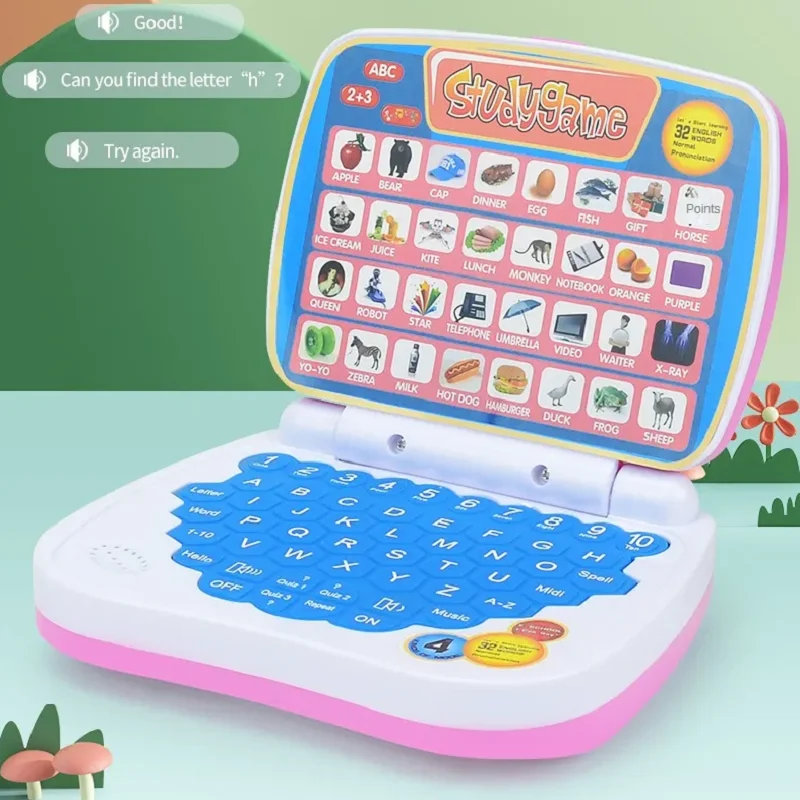 STEMキッズ学習キーボードおもちゃ、英語バイリンガル教育インタラクティブラップトップ、アクティビティ、アルファベット、数学、音楽、クイズゲーム付き