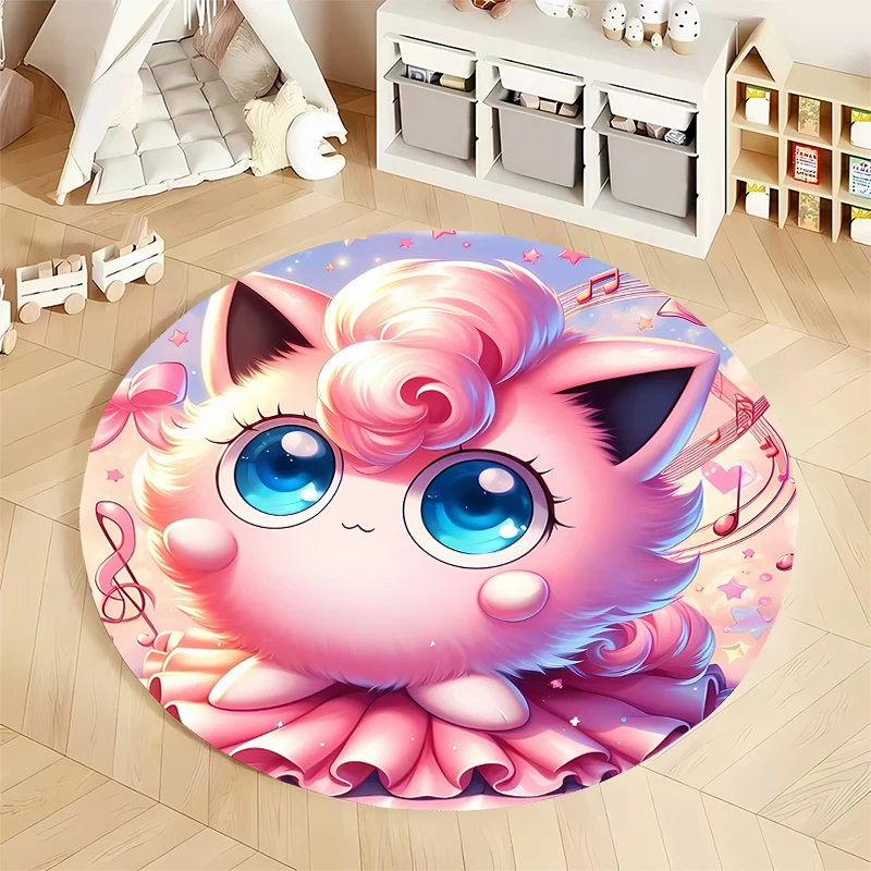 5 Sizes Pokemon Jigglypuff  Printing Round Carpet Living Room Bedroom Table and Chair Sofa Decorative Carpet and Rug Play Mat