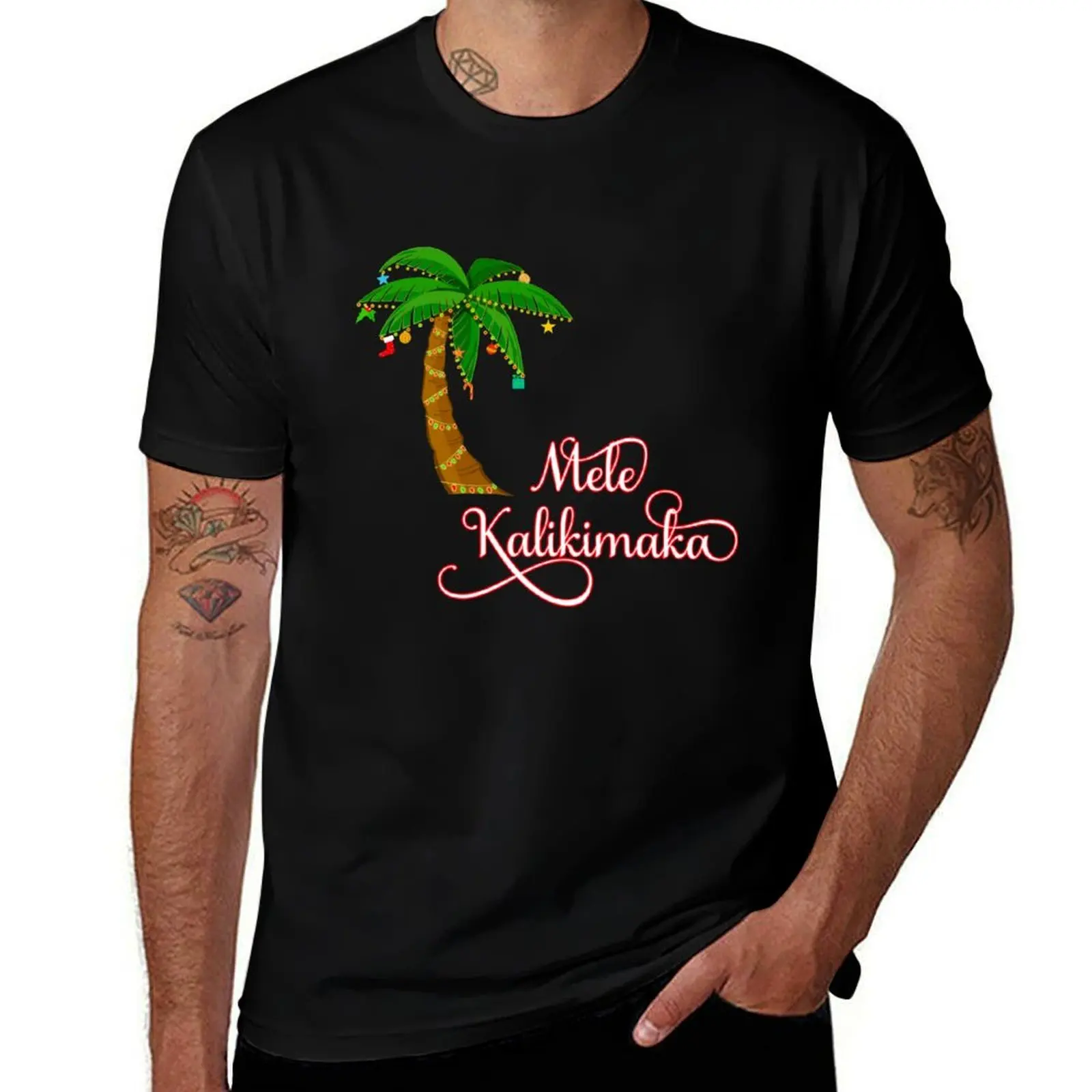 

Mele Kalikimaka Hawaiian Christmas T-Shirt man t shirt heavy cotton man t shirt luxury T-Shirt