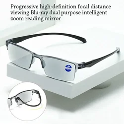 Anti Blue Ray Reading Glasses Smart Automatic Zoom Reading Glasses Autofocus Ultralight Half-Rim Frame Near Far Computer Glasses