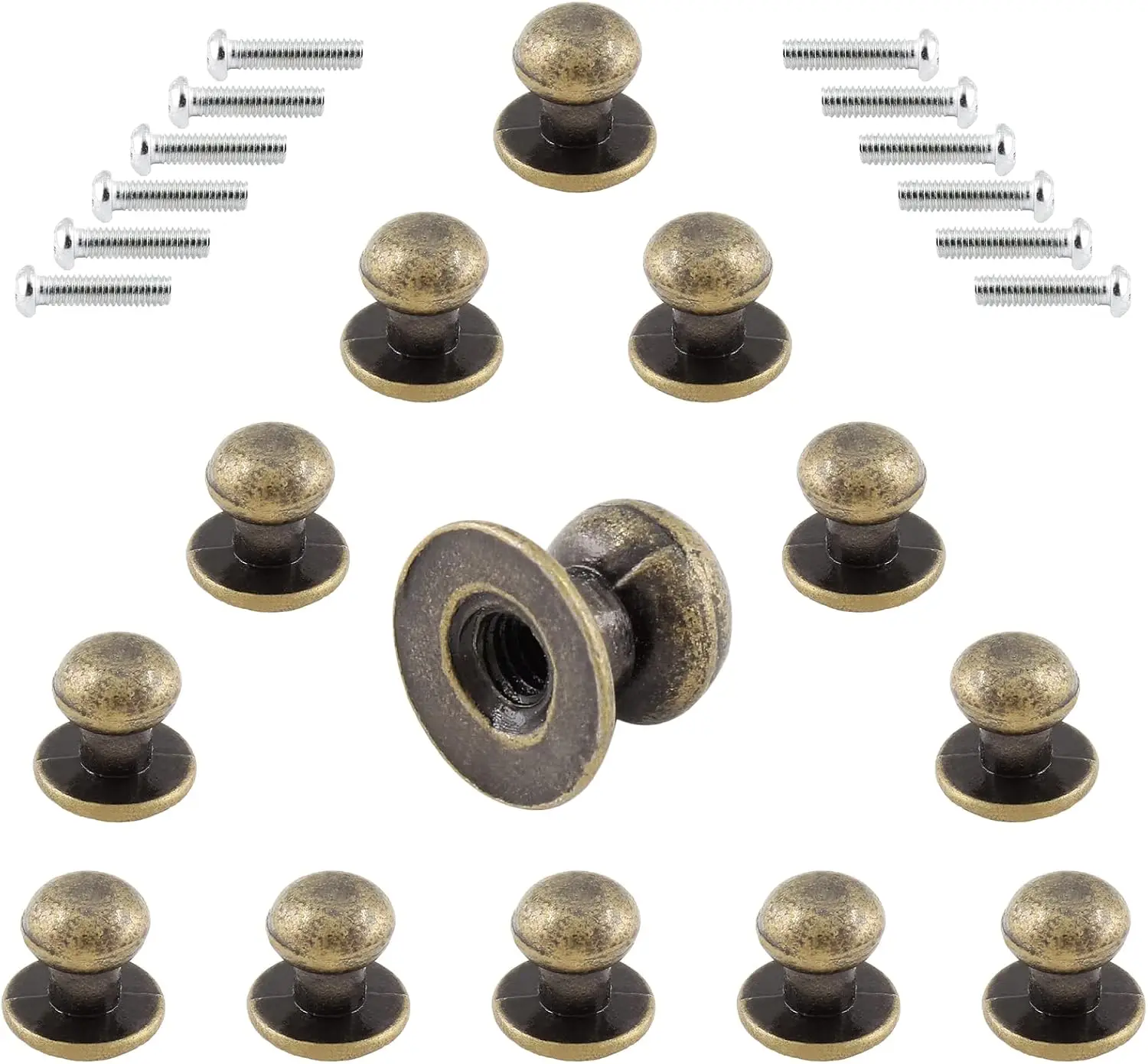 12PCS Mini Round Head Knobs Vintage Antique Drawer Metal Round Head Pull Handle Knobs with Screws for Wood Case Drawer Cabinets