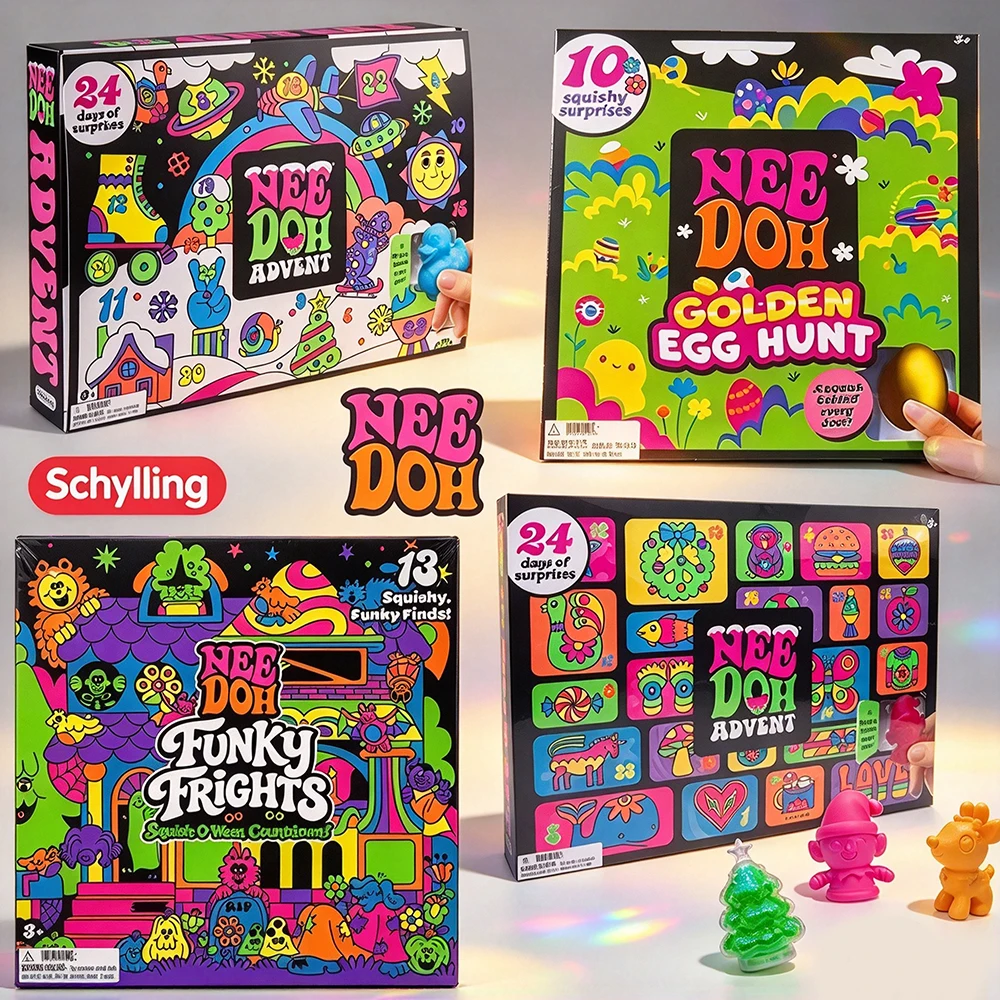 2026 NeeDoh Christmas Countdown Calendar 3D PVC Fidget Doll Advent Calendar Surprise Box Stress Relief Toy New Year Holiday Gift