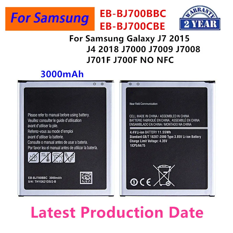 Brand New EB-BJ700BBC EB-BJ700CBE Battery 3000mAh For Samsung Galaxy J7 2015 J4 2018 J7000 J7009 J7008 J701F J700F NO NFC