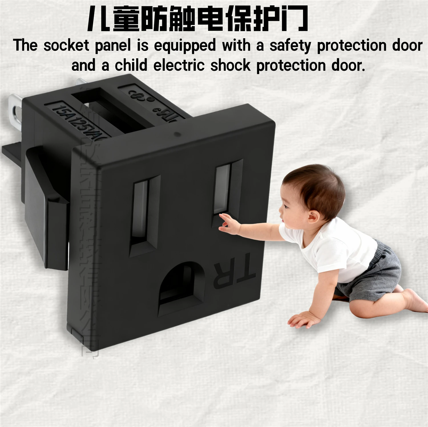 15A TR NEMA 5-15R USA Receptacle Ac Power Socket TR US Wall Socket Anti electric shock protection door for Thailand,Japan,Canada