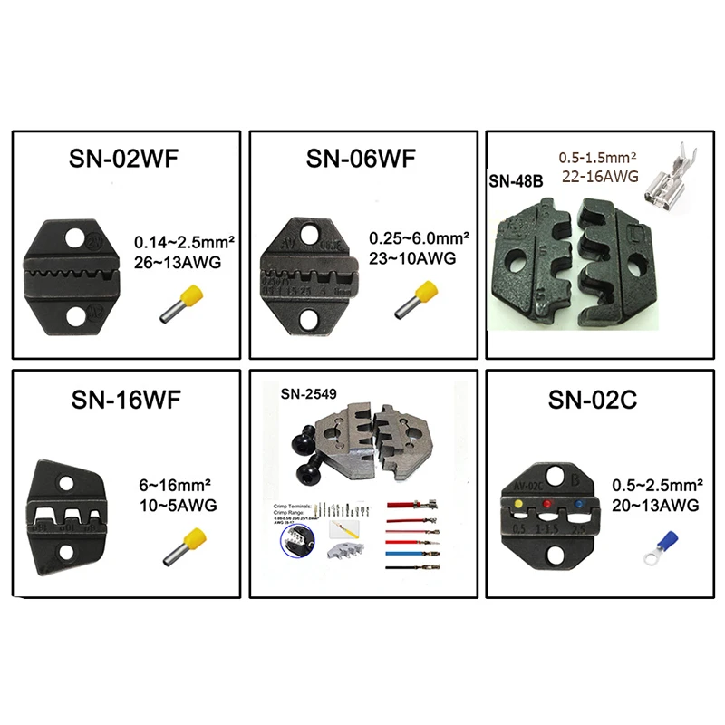 Crimping Pliers Set SN-58B SN-28B SN-48B SN2549 Jaw Kit for 2.8 4.8 6.3 VH3.96/Tube/Insulation Terminals Clamp Min Tools