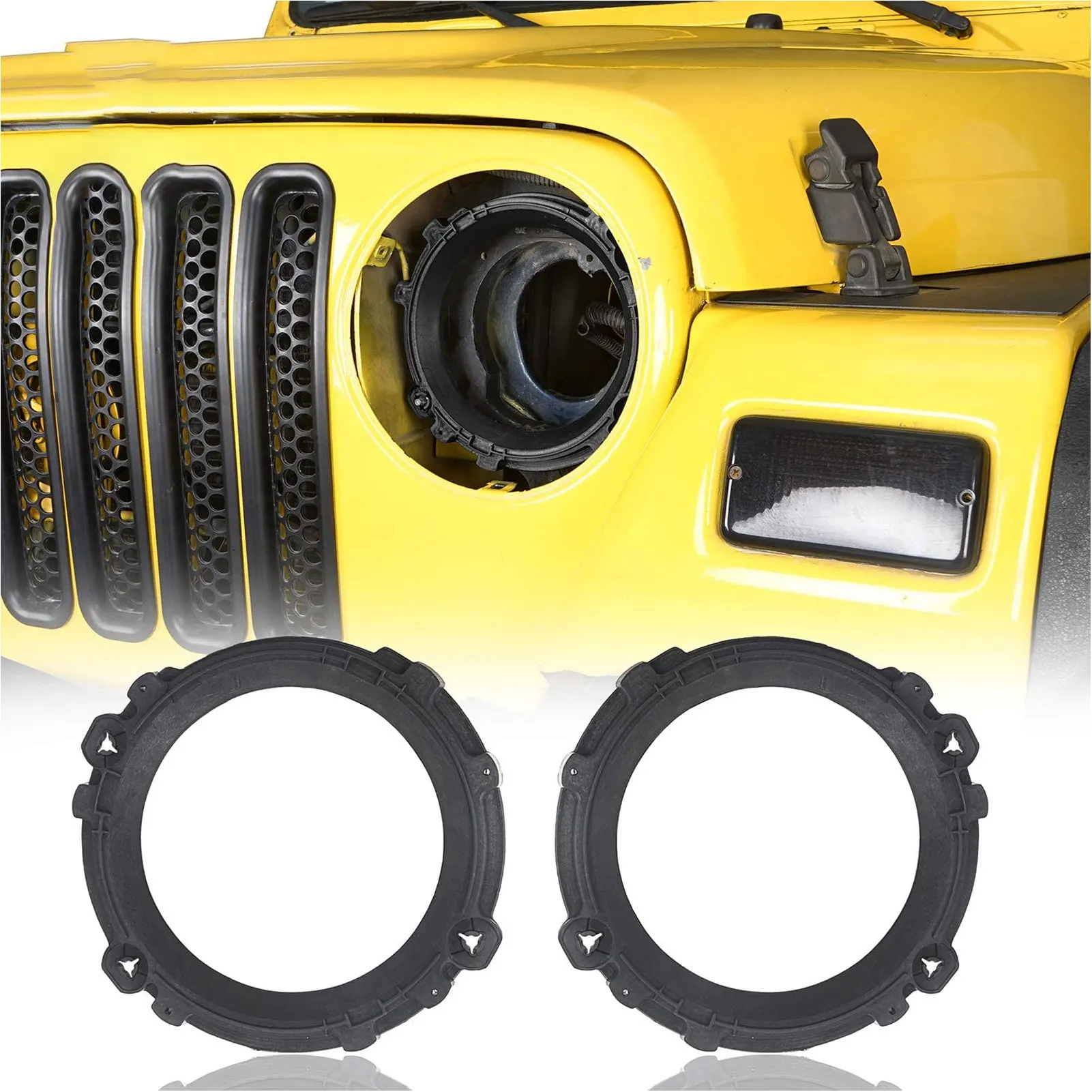 7인치 헤드라이트 베젤 장착 링 브래킷 헤드 램프 홀더 리테이너 교체품 (지프 랭글러 TJ 모델 1997-2006용)