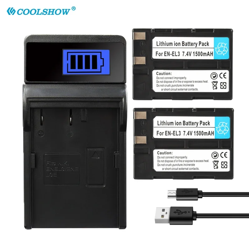 Batería EN-EL3 EN-EL3A de 1500mAh para Nikon D100 D70Outfit D70s Set D50 Set D100 D70 V1 D11 DSLR EN EL3 cargador de baterías para cámara